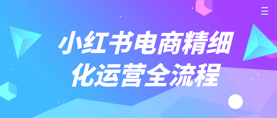 小红书电商精细化运营全流程-夸克宝藏库