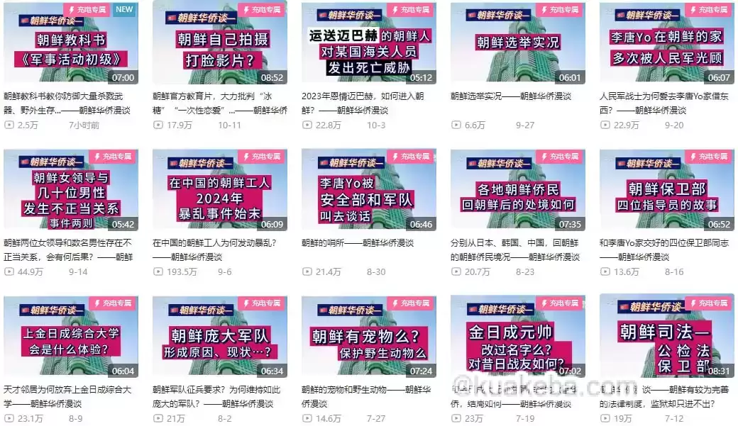 B站up主李唐yo付费充电视频【共43期】 用旁观者和亲历者的视角，带您走入真实的朝鲜-夸克宝藏库